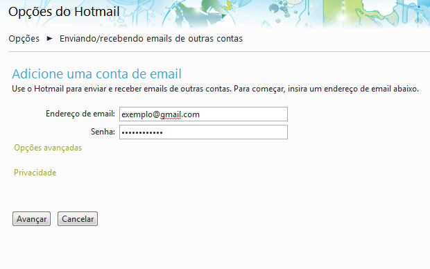 Hotmail e Gmail na mesma conta